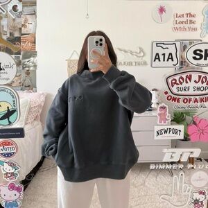 grey-ish blue parke mockneck sweatshirt